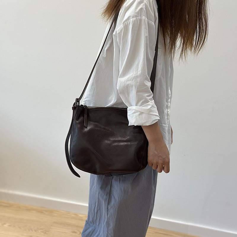 Johnature Simple Genuine Leather Women's Shoulder Bags Nature Soft Cowhide Solid Color Versatile Crossbody Bags