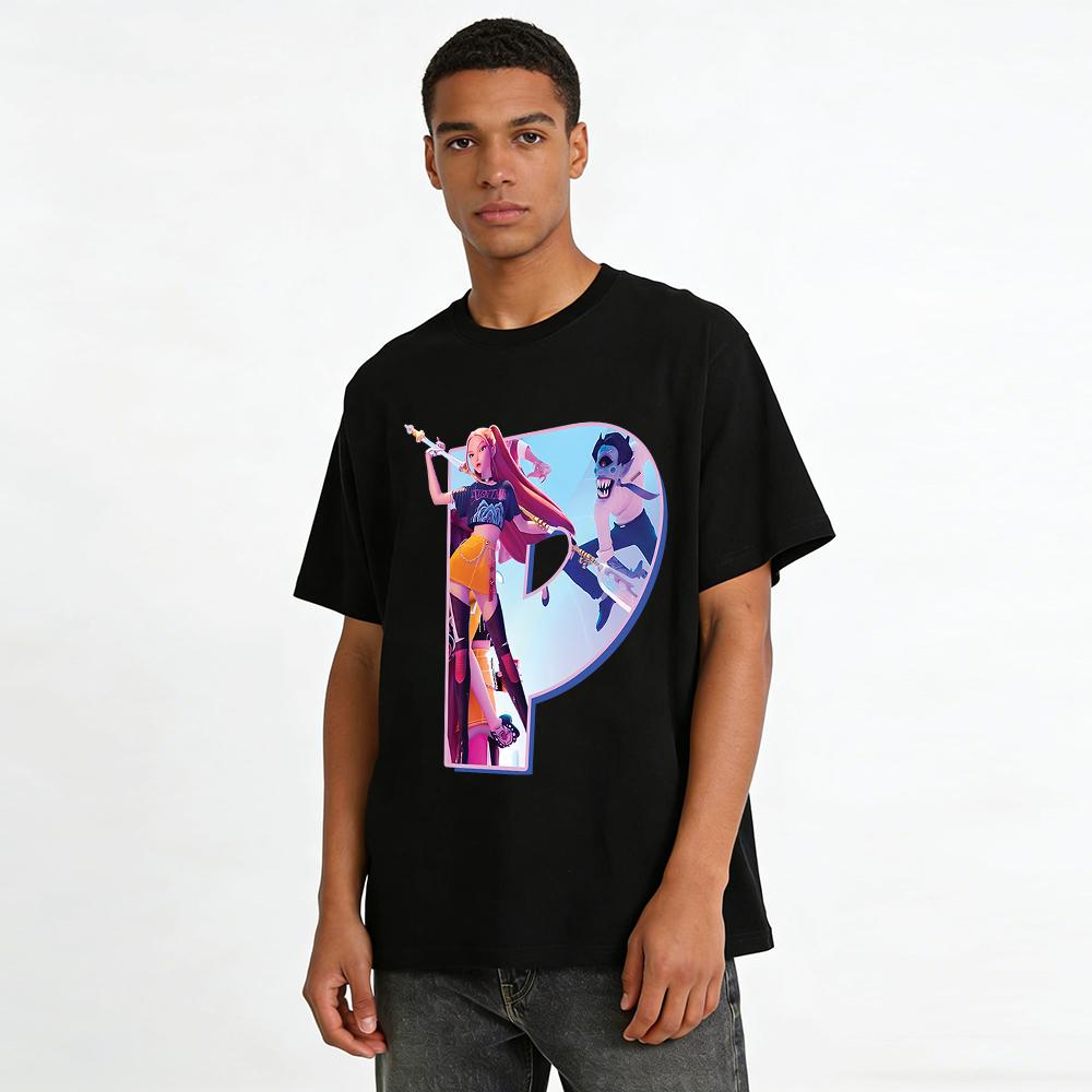 Cyberpunk Style Printed T-shirt Cool Demon Girl Streetwear Loose Casual Unisex Top Pure cotton T-shirt