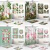 Tropical Plants Flamingo Printing Shower Curtain Set For Bathroom Non Slip Bath Mat And Bath Curtain Set Bath Rug Toilet Carpet