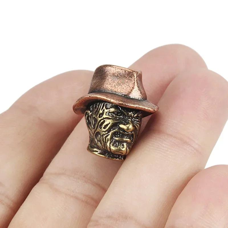 1pcs Vintage Hat Brass Knife Beads Umbrella Rope Pendant Key Chain Accessories Copper Paracord Bead