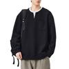 American Trendy Brand Solid Color Fake Two V-neck Sweater Men's Autumn and Winter New Pullover Long-sleeved Bottoming Shirt