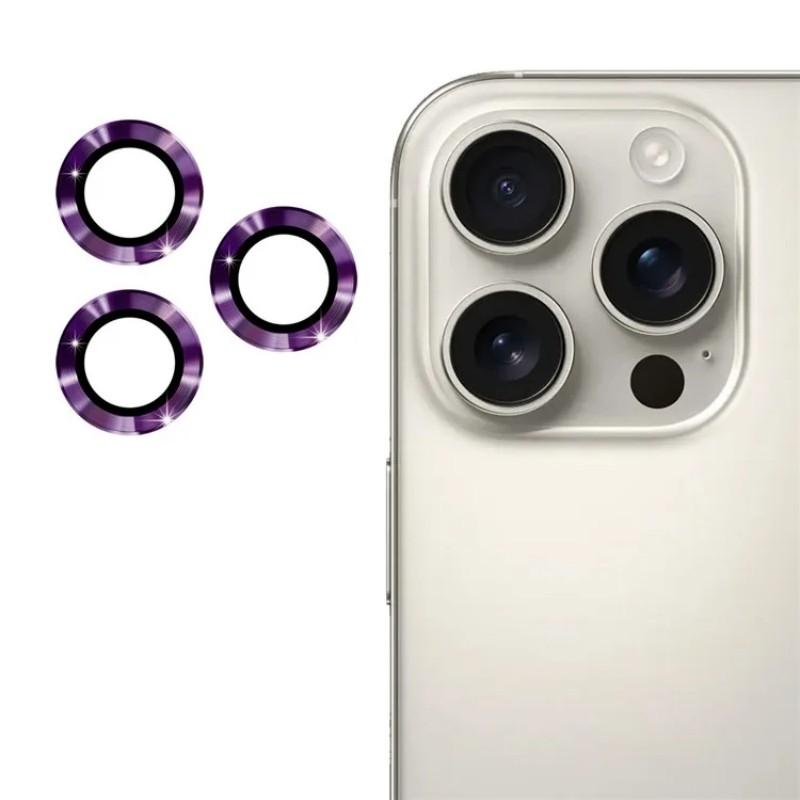 

For iPhone 13 Pro 6.1 inch/iPhone 13 Pro Max 6.7 inch Camera Lens Protector WANLONFENG Metal CD Texture Tempered Glass Lens Film Dark Purple