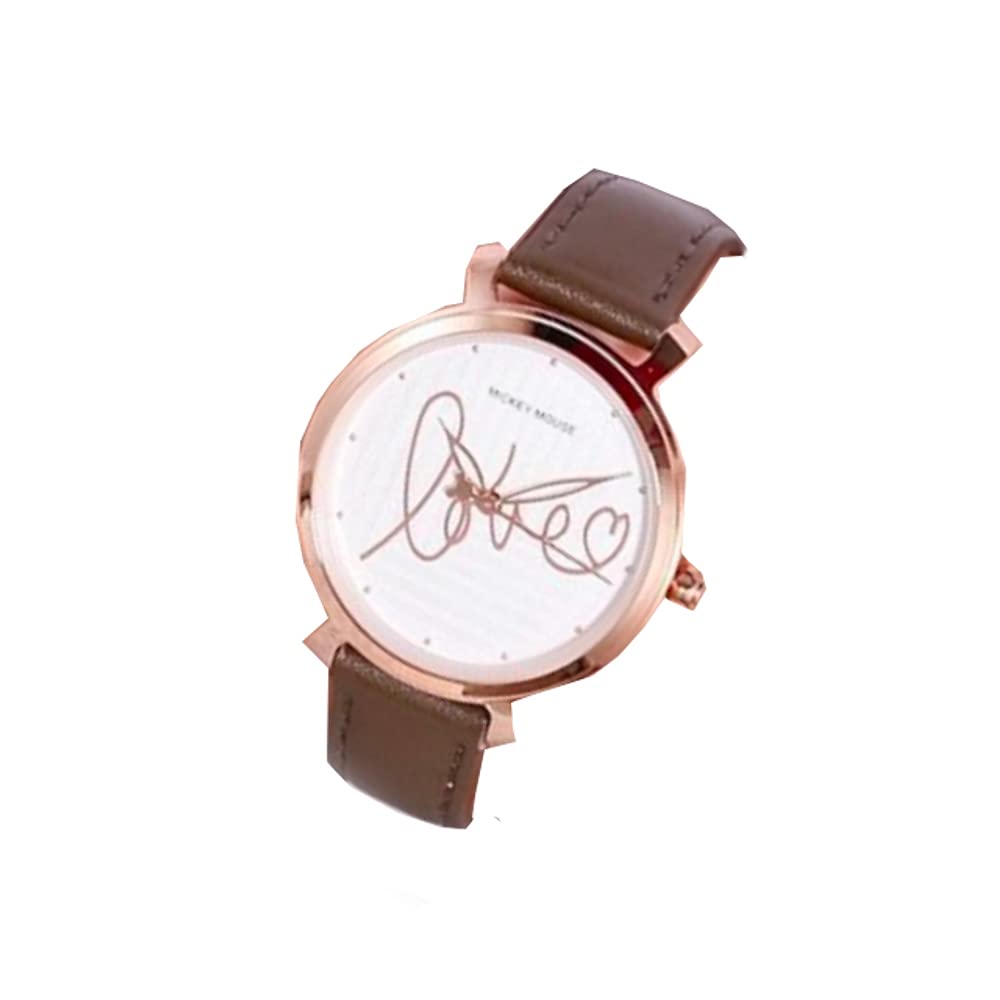 Wristwatch women Mickey Mouse leather strap waterproof watch brown