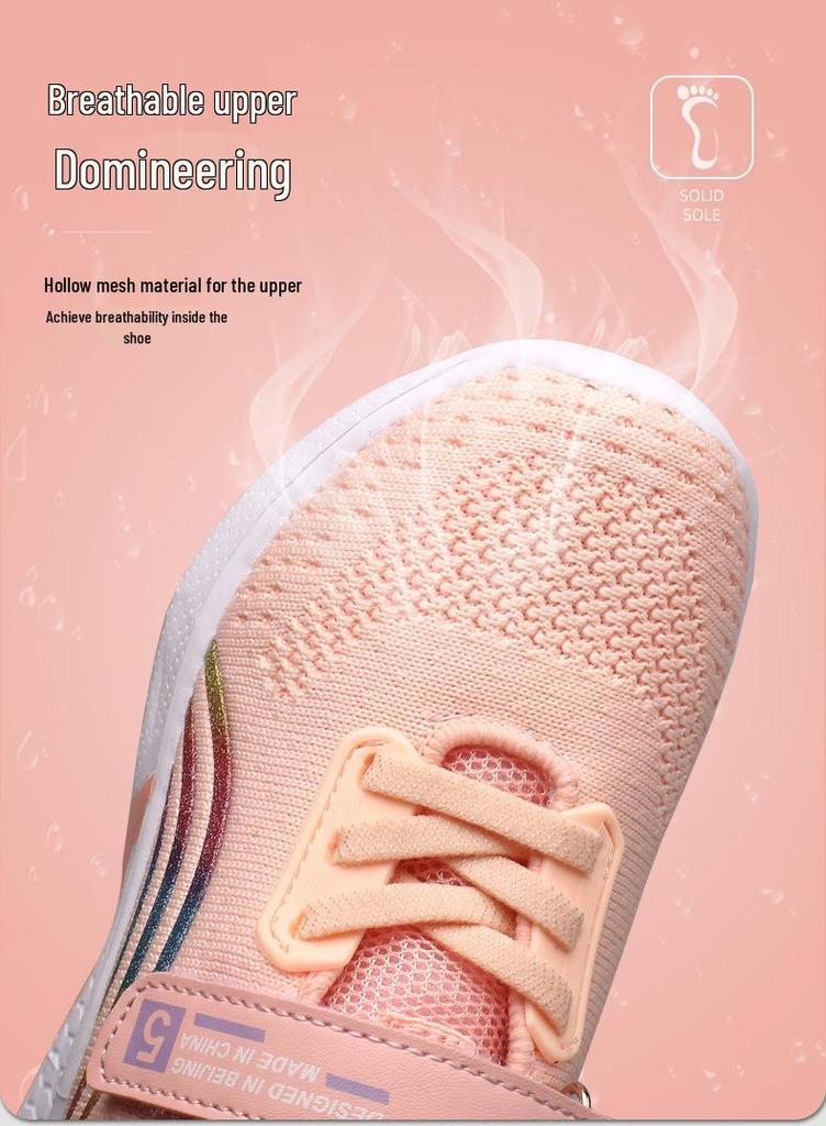 Girls' Breathable Non-slip Mesh Running Shoes for Ages 6-12 - Lightweight Sports Footwear for Spring & Autumn