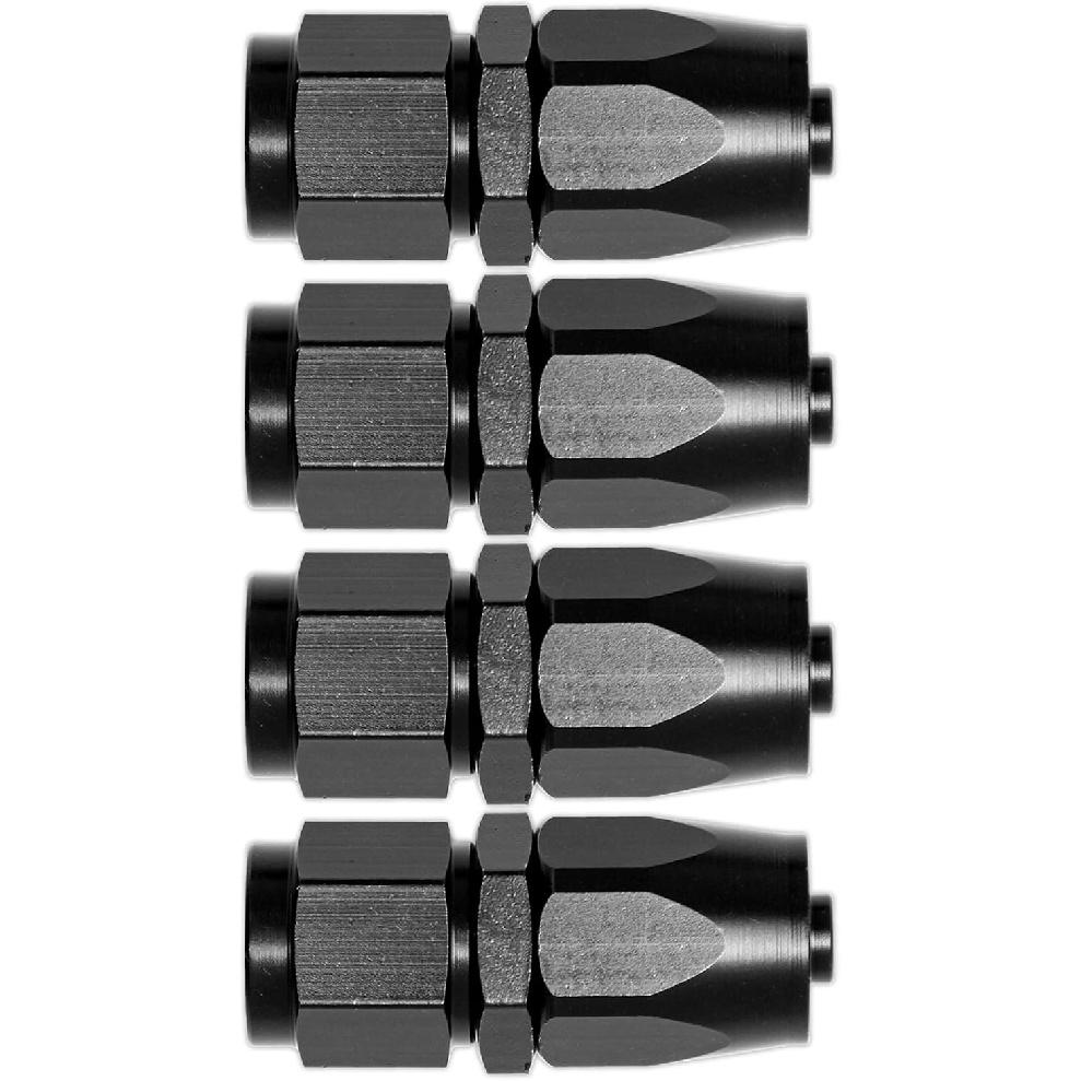 6AN Straight End Fitting 4 Pcs For Braided Fuel Oil Gas Line Hose End 6 AN Fittings Aluminum Black