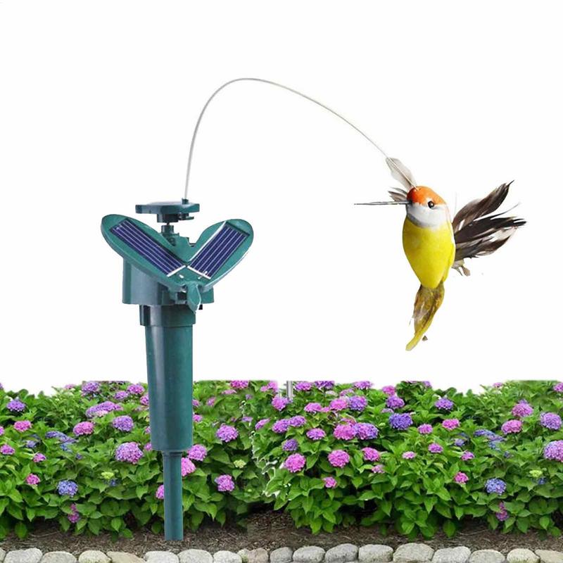 1pc Garden Solar Simulated Auto Flying Hummingbird Creative Artificial Feather Color Birds Decoration Indoor Outdoor Ornament