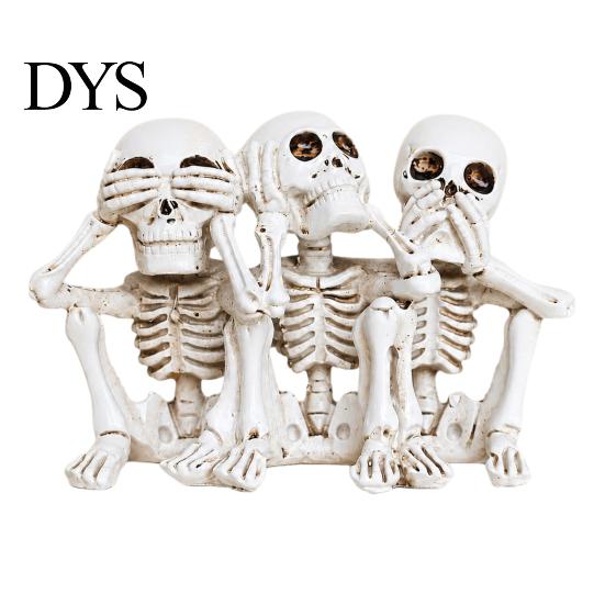 Personalized Birthday Souvenir Halloween Three Wise Skull Ornaments, See No Hear Speak Evil Conjoined Curious Oddities Collectibles Skeleton