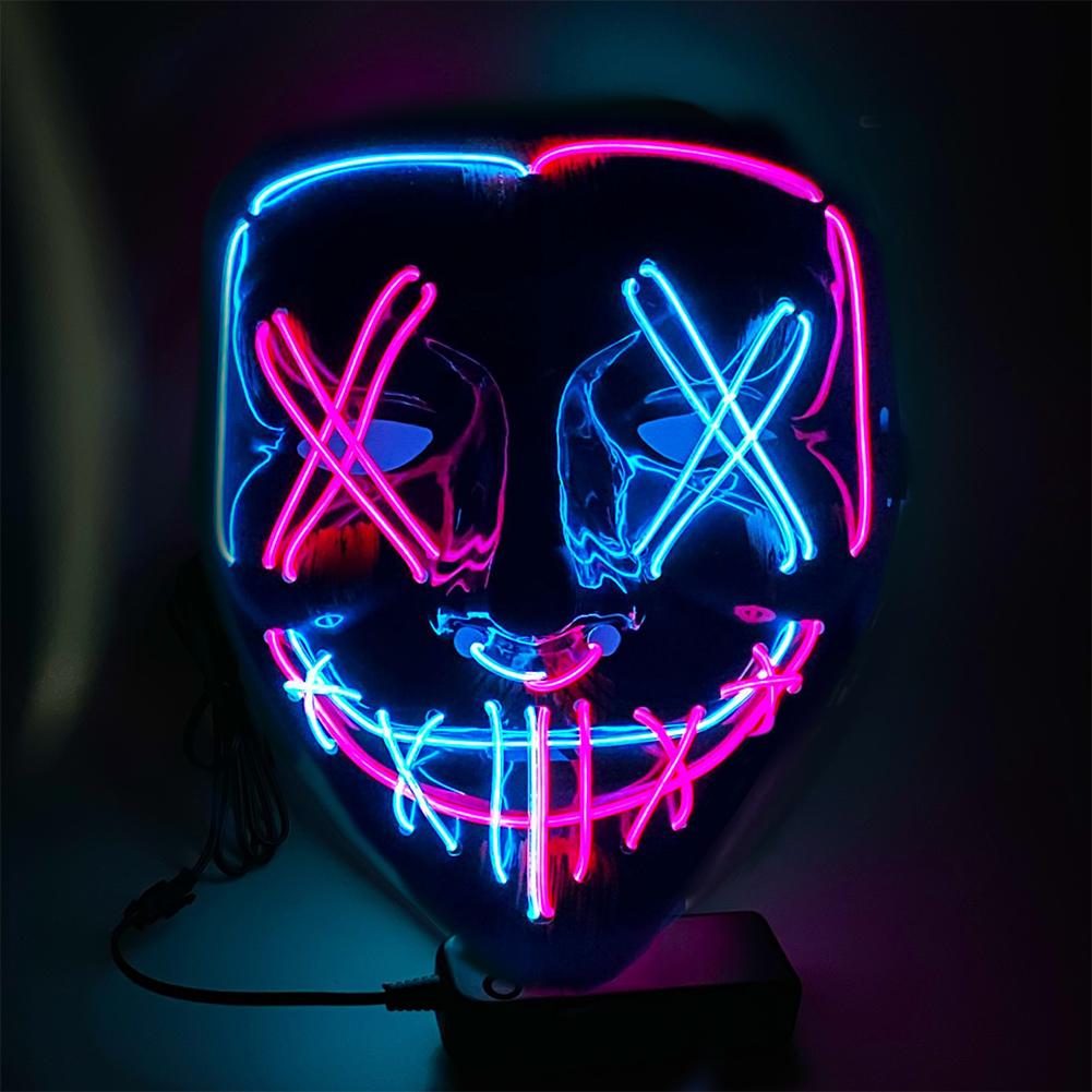 Wireless Halloween Neon LED Purge Mask Masque Masquerade Party Masks Light Grow In The Dark Horror Mask Glowing Masker