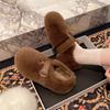 Mink Hairy Shoes for Women's Winter Wear 2025 New Korean Version French Soft Flat Bottom Velvet Warm Mary Jane Doudou Shoes