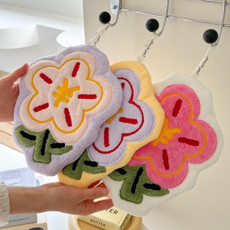 Money Flower Hand Towel,Hangable Organic Cotton Kitchen Towel,Soft Absorbent Quick-Dry Bathroom Towel Quick-Dry Non-Shedding