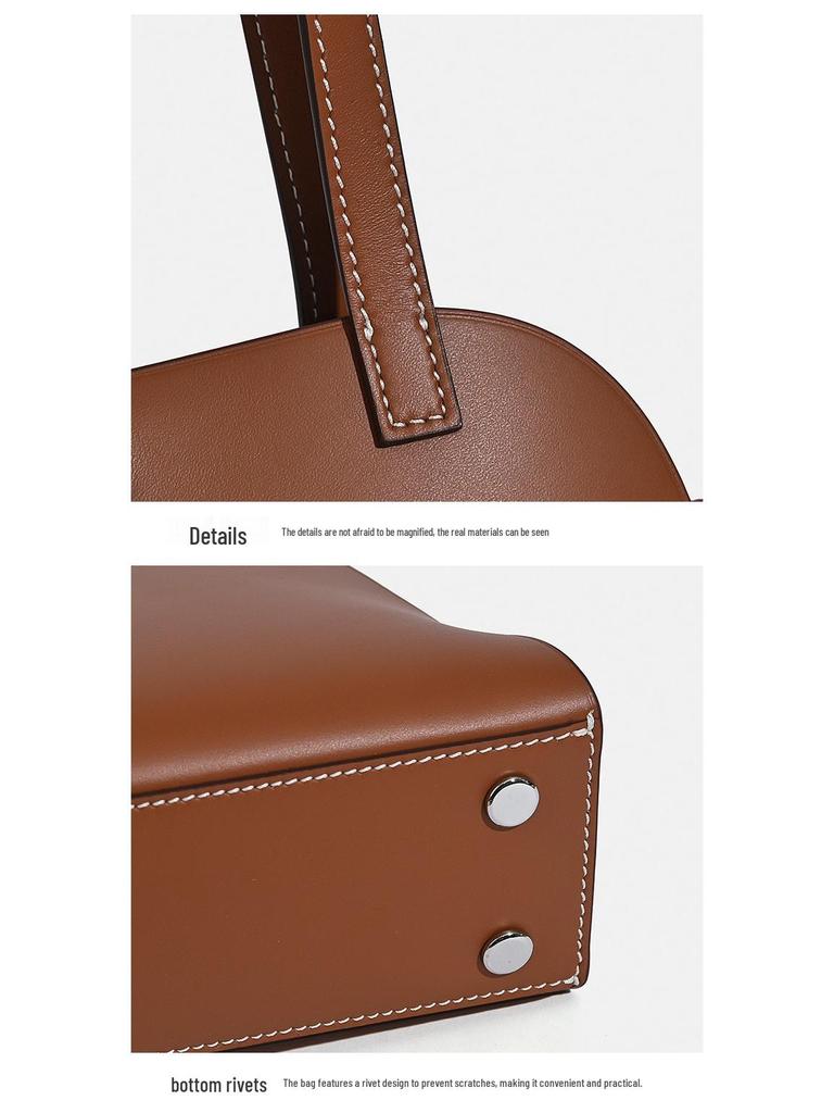 2025 Women's High-End Cowhide Dumpling Bag - Versatile Solid Color Shoulder Bag