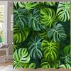 Tropical Leaves Shower Curtains Watercolour Green Palm Leaf Monstera Bath Curtain Black Polyester Home Bathroom Decor with Hooks
