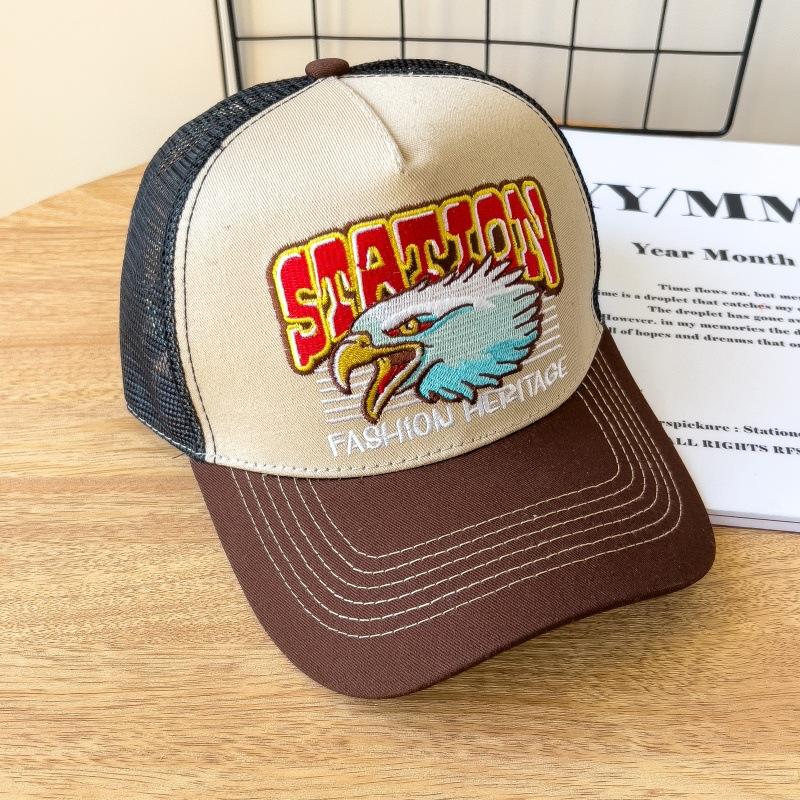 American Retro Baseball Cap Mesh Breathable UPF50+ Unisex Hip Hop Streetwear Adjustable Vintage Sun Hat