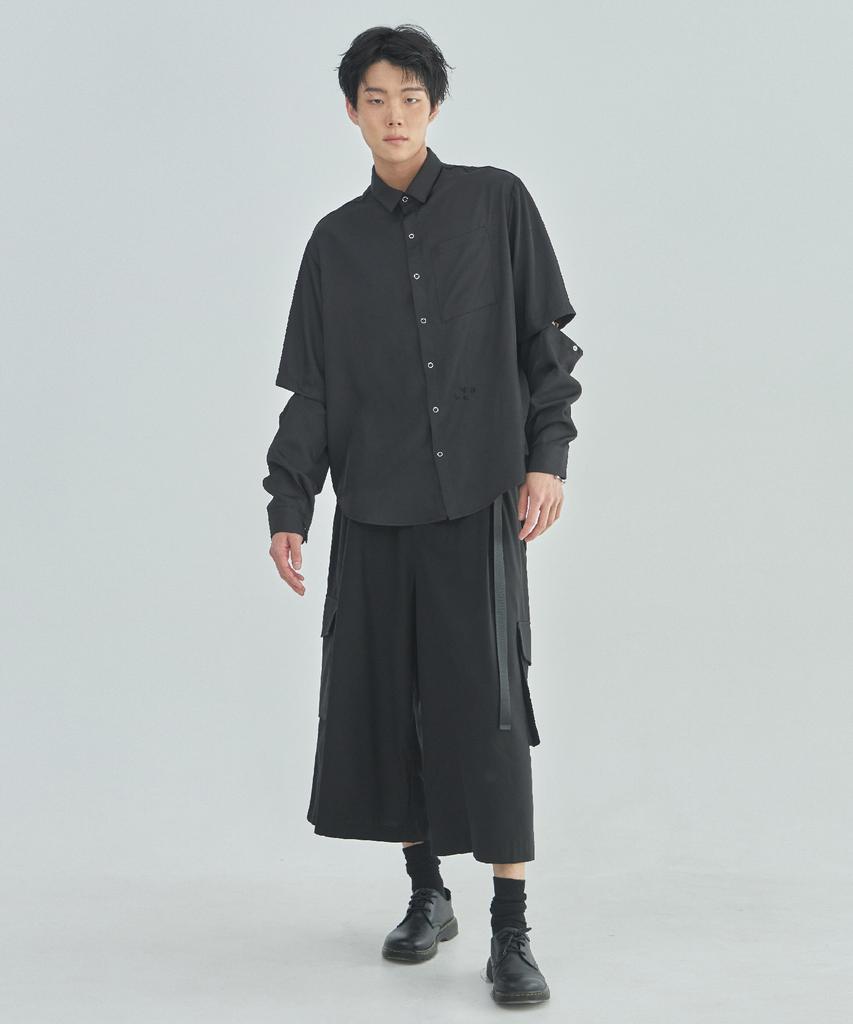 Ladeuedisyeon Rayon Culotte Cargo Pants_Black [Belt Included]