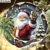 2D Flat 1pc Winter Christmas “Santa Claus” Logo Wooden Sign Decoration, Front Door Relief Effect Wall Decoration, Suitable for Home Offices, Garden