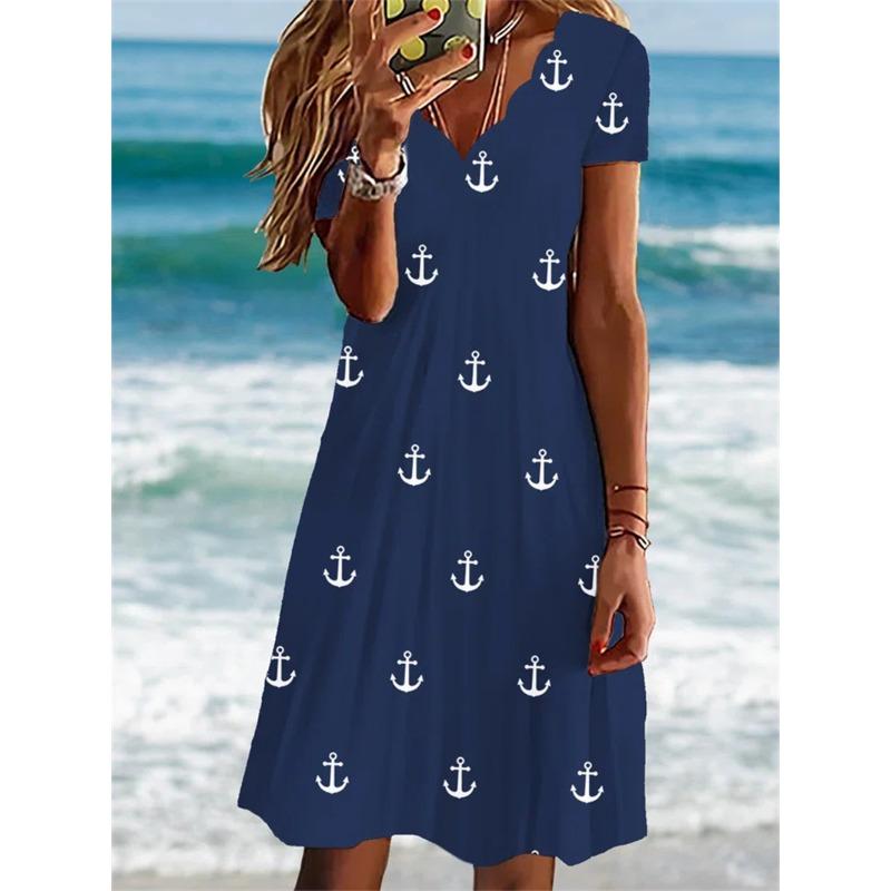 HNXC Abiti casual con scollo a V a maniche corte primavera estate moda donna