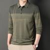 Men S Long Sleeve Striped Polo Shirt Casual Middle Age Dad Style