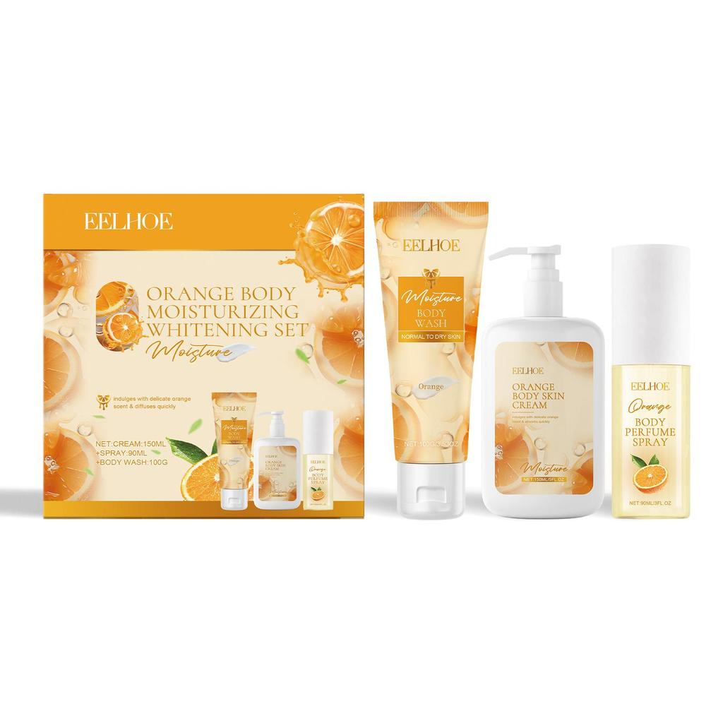 EELHOE Orange Body Moisturizing & Whitening Fragrance Gift Set Gentle Emollient Hydrating Moisturizing Skin Care Set