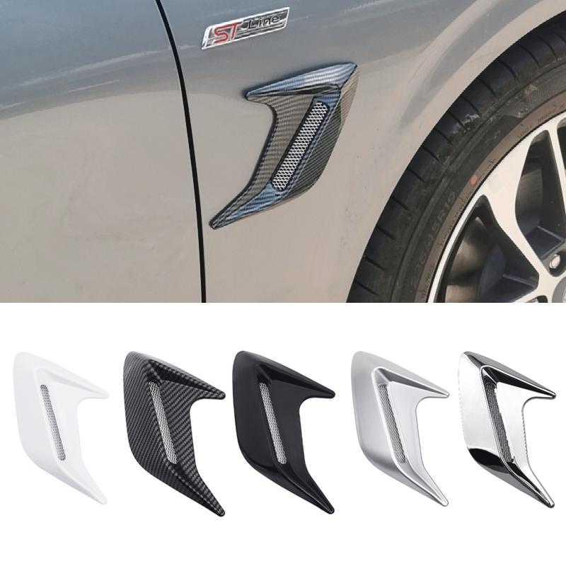 2 Pcs ABS Plastic Car Side Air Outlet Air Flow Mudguard Air Inlet Sticker Shark Gill Air Outlet Simulation Exterior Decoration