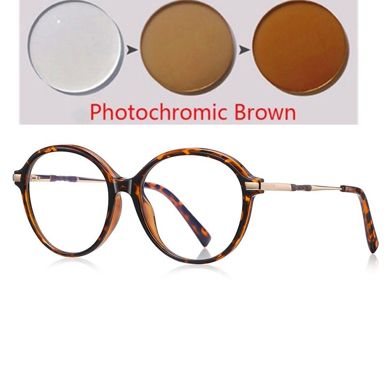 Diopter 0 -0.5 -0.75 To -6.0 Women Round Short-Sight Prescription Spectacles Frame Blue Light Blocker Student Myopes Lunettes