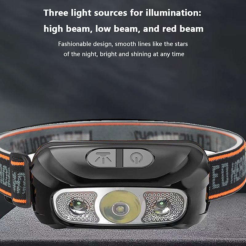 Built-In Battery Usb Rechargeable Outdoor Waterproof Camping Torch Lights Strong Light Headlamp Body Motion Sensor Headlight