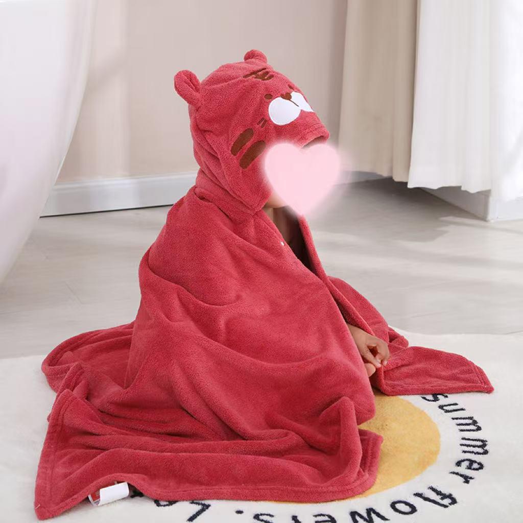 Badekåpe med hette i korallfleece for barn - Sommer babyhåndkle og kappe for svømming