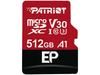 PATRIOT EP PRO Micro SDXC 512GB A1 V30 U3 CL10 Adapter