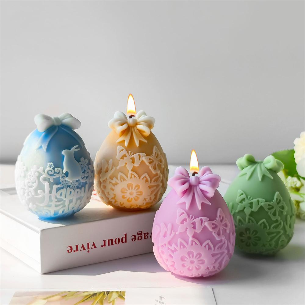 3D Easter Egg Bunny Candle Silicone Mold DIY Rabbit Decoration Plaster Drop Glue Mold Handmade Soap Aromatherapy Handmade Gifts