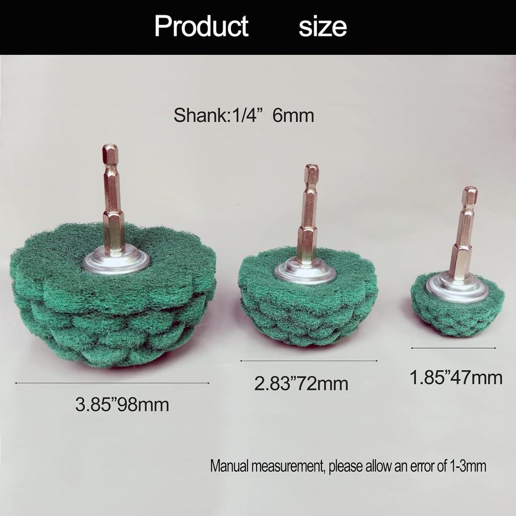 9PCS Scouring Pads Abrasive Buffing Polishing Wheel Drill Attachment Set, Non Woven Wheel Polishing Kit For Drill,Power Scrubber Drill Polishing