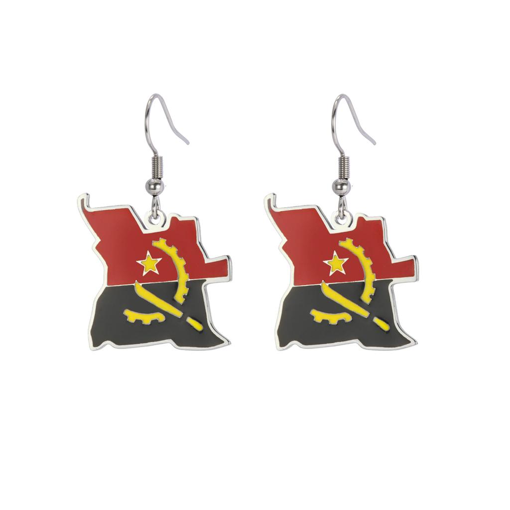  Drip Oil Angola Map Earrings For Women Stainless Steel Fashion Charm Angolan Flag Pendant Earring Jewelry Party Gifts