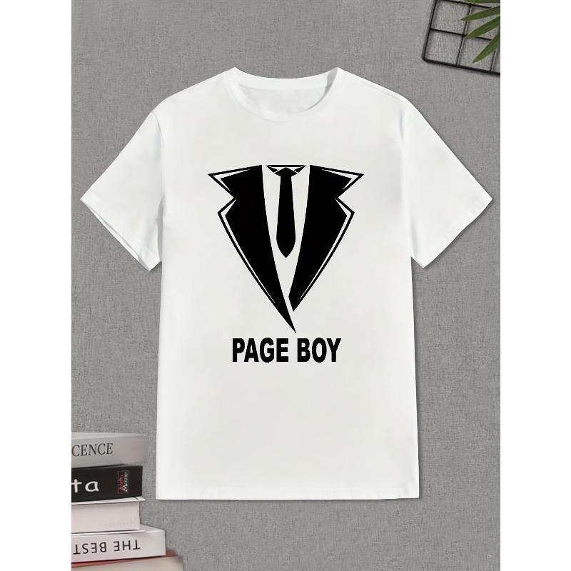 PAGE BOY Printed Short Sleeve T-Shirt for Boys, Casual Crew Neck Plaid Summer Outdoor Clothing 110 белый