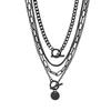 Gothic Multilayer Black Heart Pendant Necklace Set  Women Punk Clavicle Chain Necklace Jewelry Gift