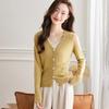 Women's 100% Wool V-Neck Knit Cardigan Sweater