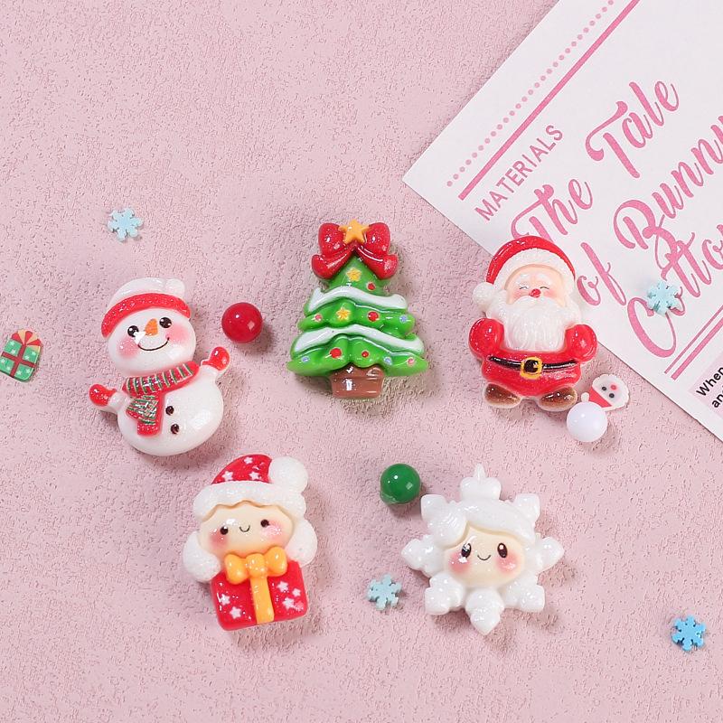 10 Piezas Nuevo Lindo Resina Navidad Muñeco de Nieve, Árbol, Serie Campana Pequeña Espalda Plana Scrapbooking DIY Joyería Artesanía Decoración Accesorios