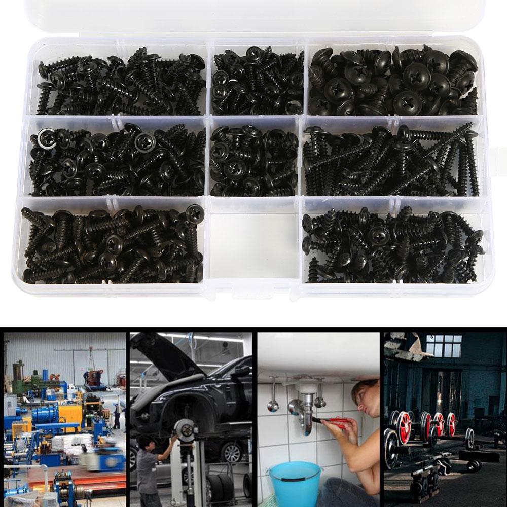 340/500pcs M3 Phillips Pan Head Screws Self Tapping Drilling Screws Assortment Kit Carbon Steel 6mm 8mm 10mm 12mm 16mm 18mm 20mm