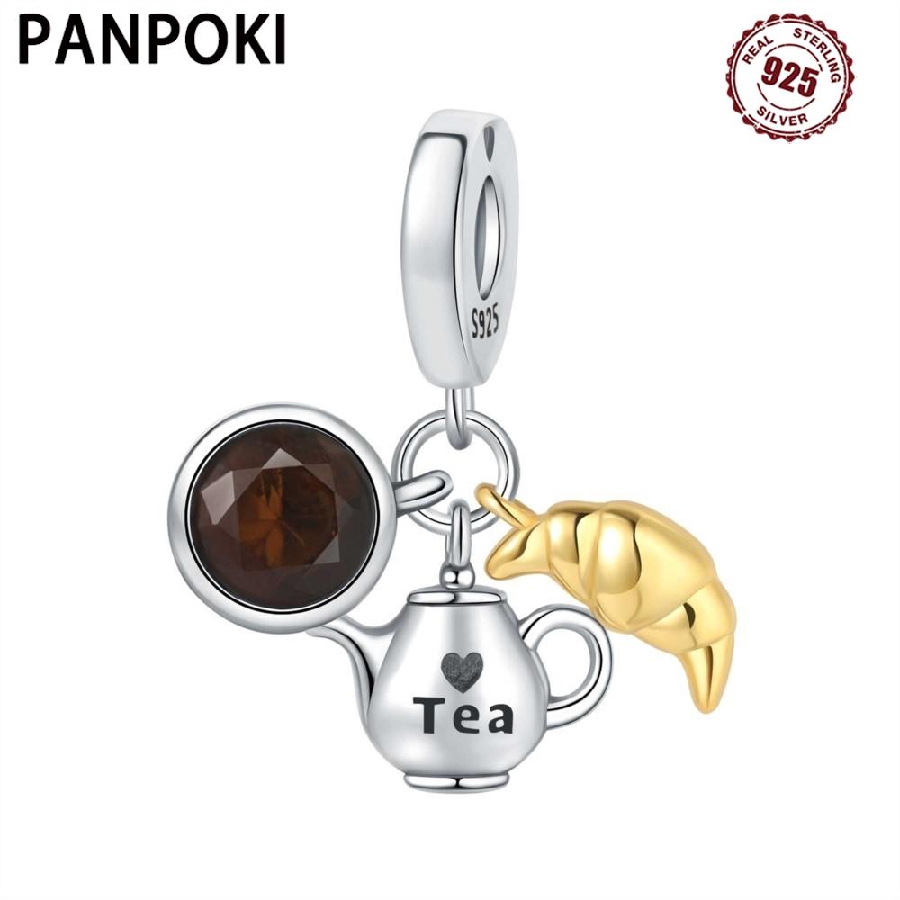 Copper Metal Dim Sum Dessert Bread Pendant Bead Components Bracelet High Quality Fine Jewelry Charm Bead Components Compatible With Women High