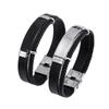 Hip Hop Punk Style Double Layer Braided Leather Bracelet Titanium Steel Chain