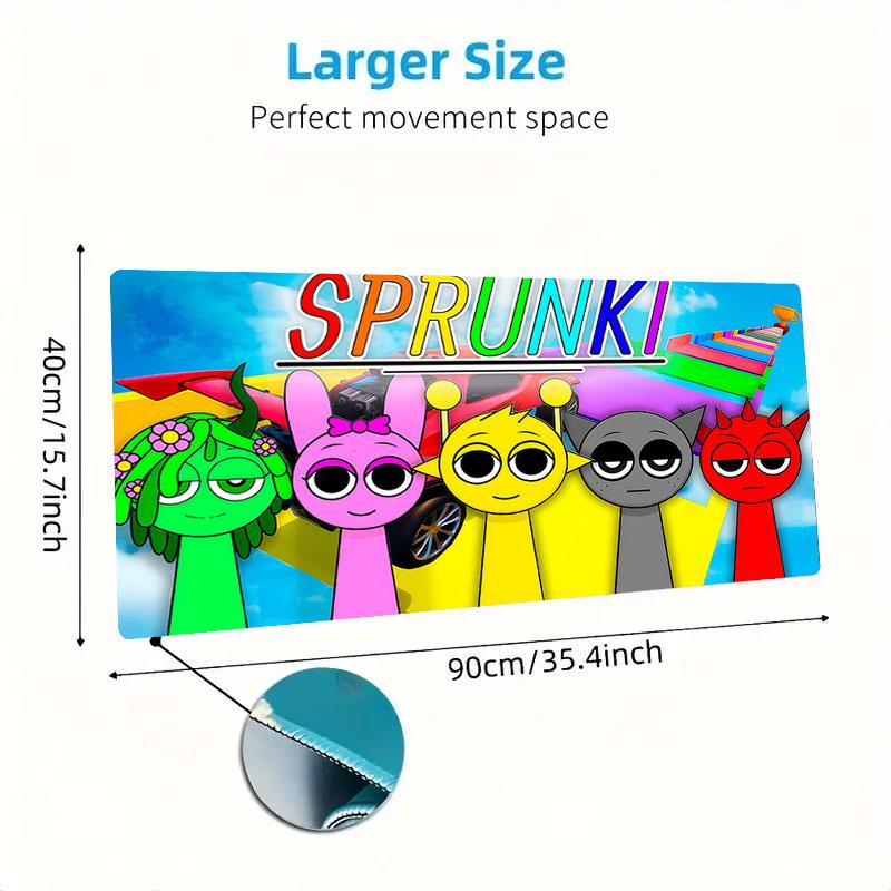 Tappetino per Mouse Sprunki, Tappetino da Scrivania XXL per Gaming, Mousepad Antiscivolo XXL per Laptop e Tablet, Tappetino per Mini PC con Bordi Cuciti