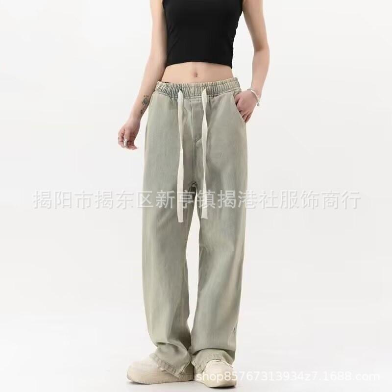 Jeans New Men's Retro Trendy Brand Old Straight Pants Summer High Street Wide Leg Casual Jeans