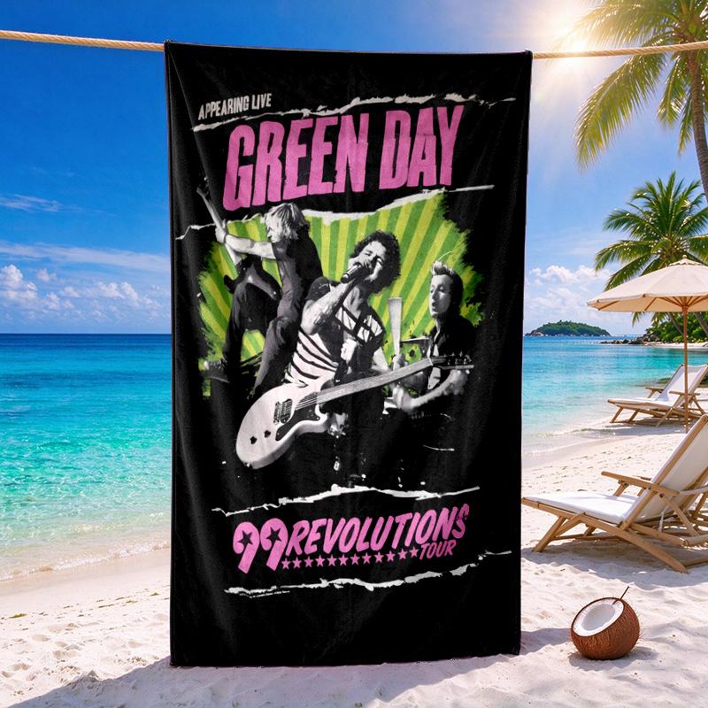 Green Day Quick-drying soft and absorbent beach towel—perfect for beach trips swimming outdoor camping and travel an essential beach item