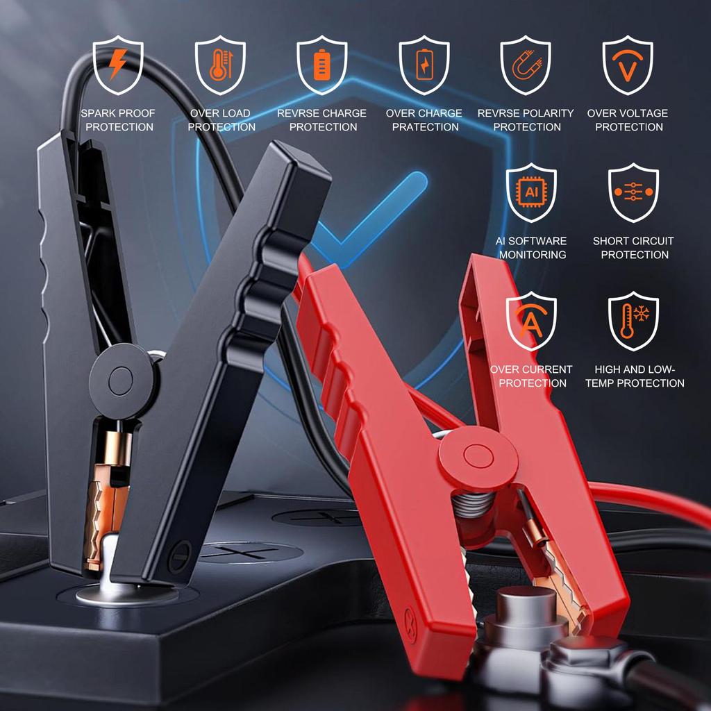 Car Jump Starter Booster Jumper BOX Power Bank Battery Charger Pack With 150PSI Air Compressor Eigotrav W170 12V 7000A 12000mAh