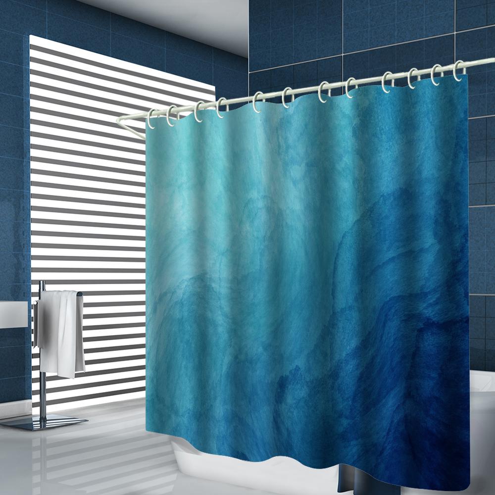 1/4 set seawater Bathroom Curtains, Toilet Seat Decoration, Shower Curtain with Carpet and Toilet Lid, 12 70.8x70.8 inch Hooks