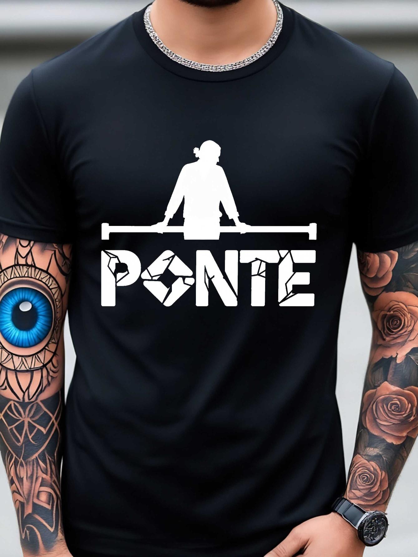 Cotton Blend T-shirt with  PONTE  Graphic - Black Silhouette Design XXXXL