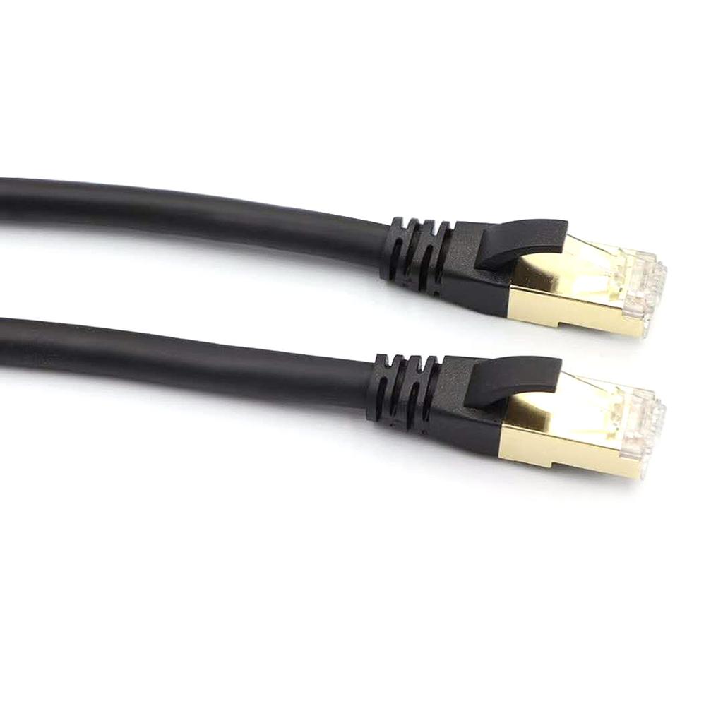 Cat8 Ethernet Cable High Speed Network Cable 40Gbps 2000Mhz  Shielded Twisted Pair  Gold Plated RJ45 Interface Black 3m