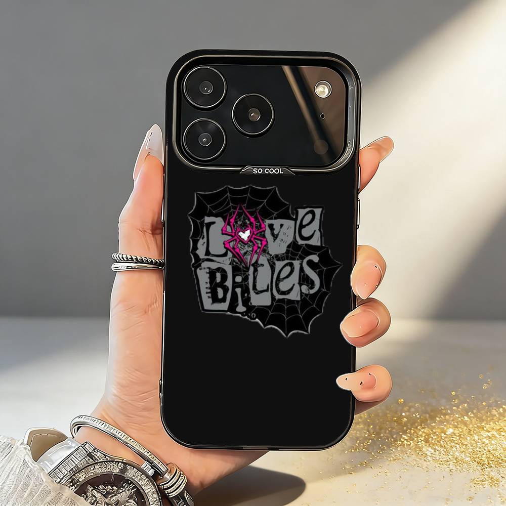Cool S-Spider Web H-Heart Phone Case For iPhone17,16,15,14,13,12,11,Pro,MAX Gray Matte Silicone Black Cover