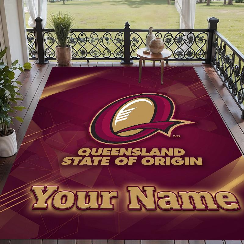 Custom Text Printed Rug Queensland Maroons Non Slip Floor Carpet For Home Room Decor