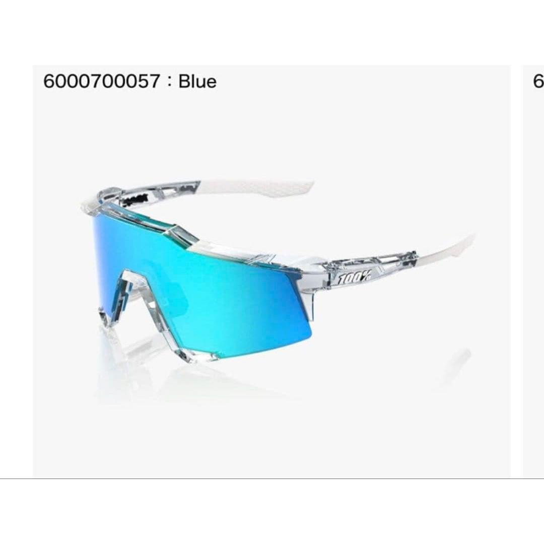 Used 100% Sunglasses Clear Frame Blue Mirror Lens