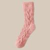 Couple's Coral Fleece Mid-Calf Terry Socks - Solid Color, Velvet Thickened for Winter Warmth & Cold Protection, Ideal for Home & Sleep.
