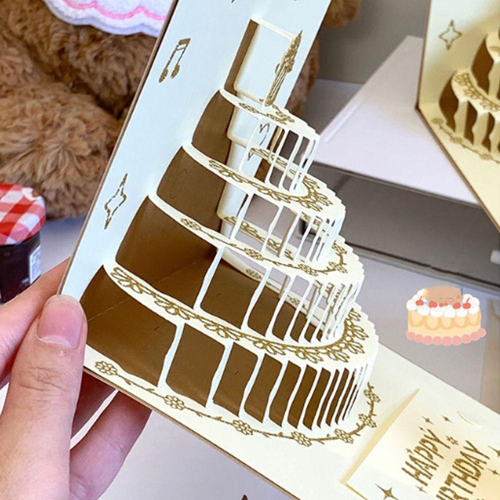 Handmade 3D Birthday Card Folding Happy Birthday Card Message Cards Gift Card  Birthday Party