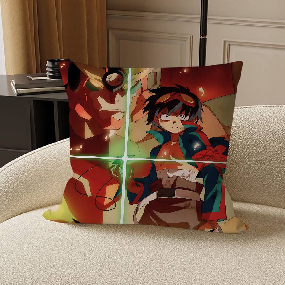 Anime G-Gurren Lagann Cushion Cover Inches Farmhouse Decor Home Throw Pillow Covers for Couch Decorations
